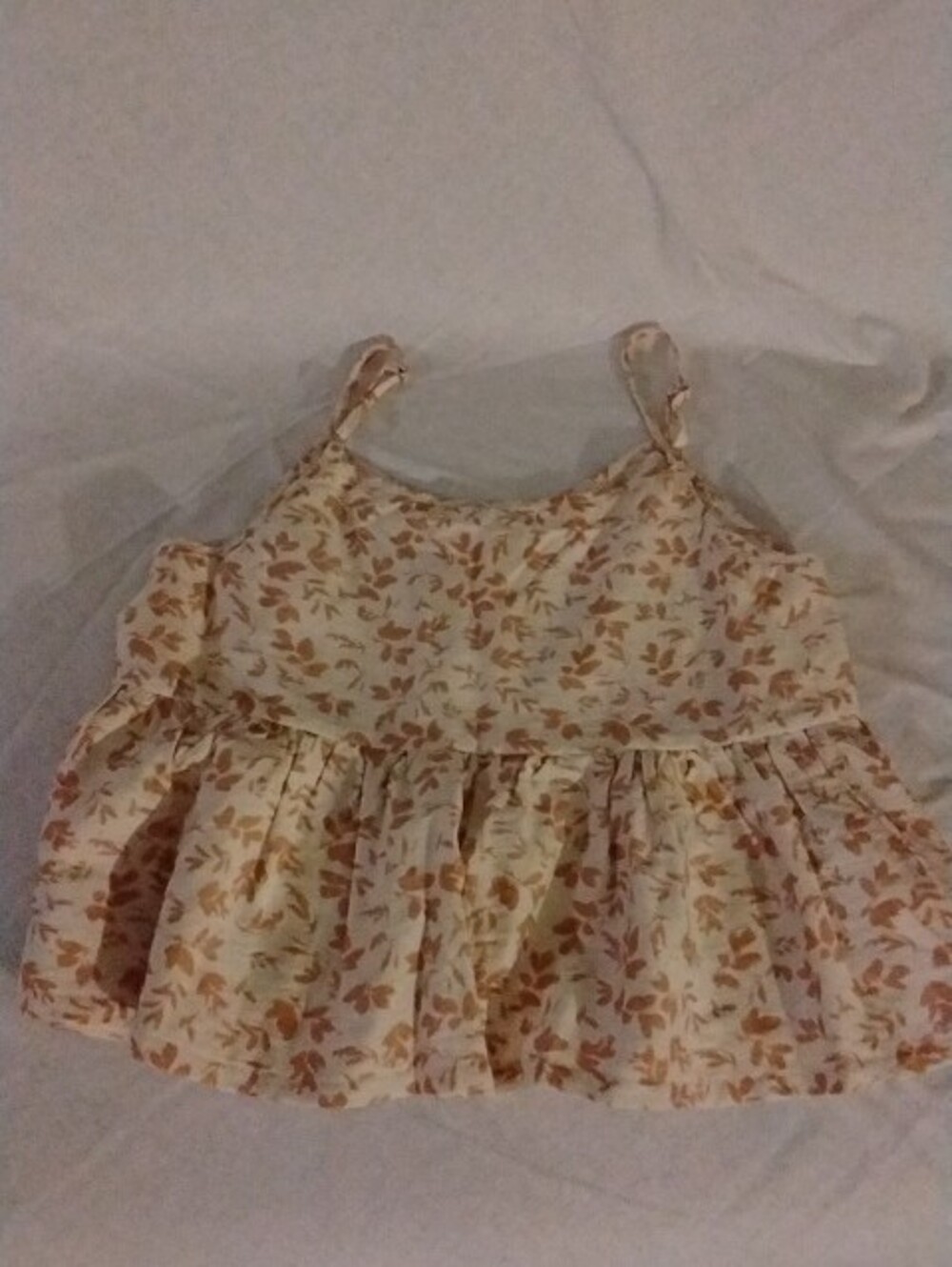 Girls Floral Ruffle Tank Top - Cream & Rust - Picture 2 of 10